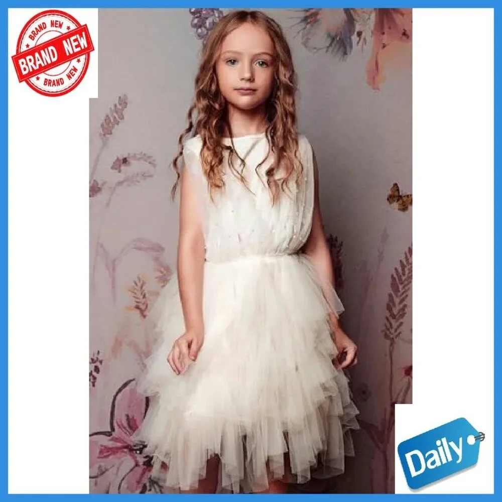 Girls Tutu Dress Toddler Tulle Flutter Sleeves Flower Girl Wedding Birthday